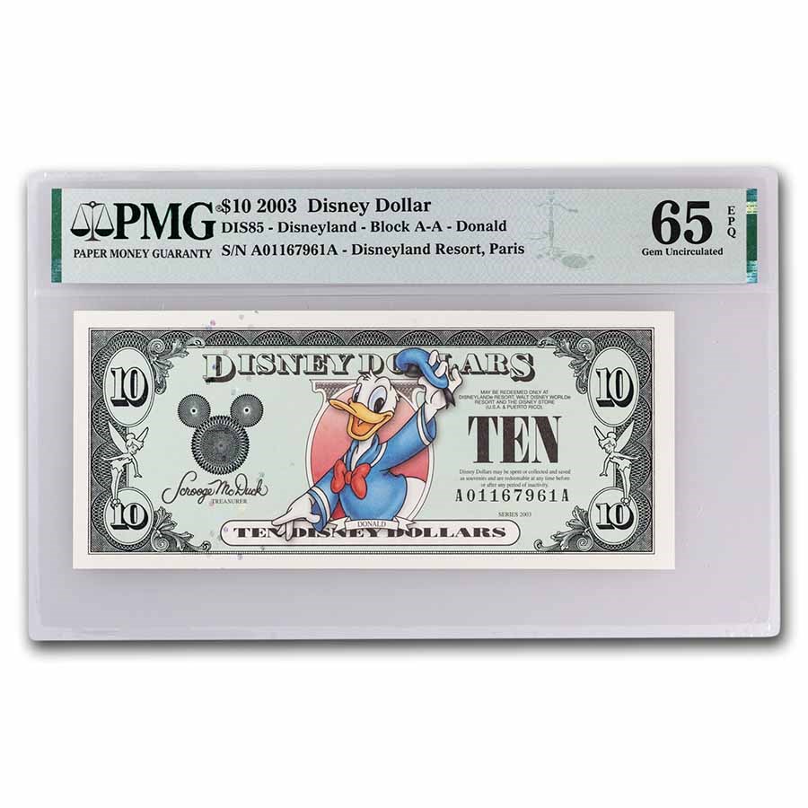 2003 $10.00 (AA) Donald, Disneyland Paris (DIS#85) CU-65 EPQ PMG