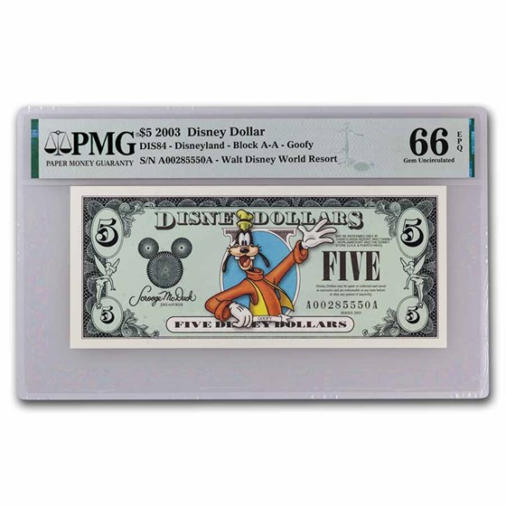 2003 $5.00 (AA) Goofy 2000 Outfit (DIS#84) CU-66 EPQ PMG 2003 $5.00 (AA) Goofy 2000 Outfit (DIS#84) CU-66 EPQ PMG