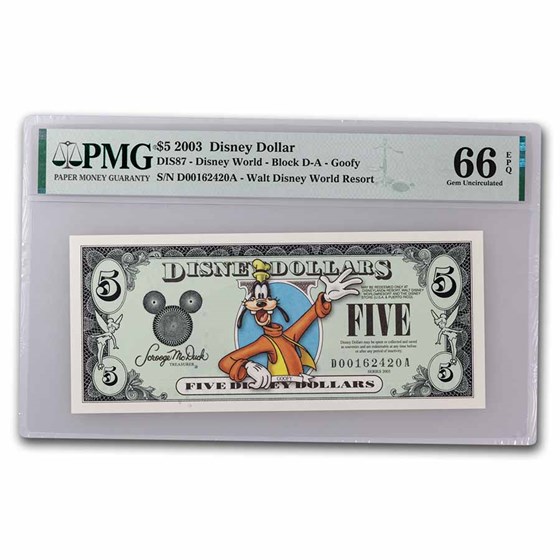 2003 $5.00 (DA) Goofy 2000 Outfit CU-66 EPQ PMG (DIS#87) 2003 $5.00 (DA) Goofy 2000 Outfit CU-66 EPQ PMG (DIS#87)