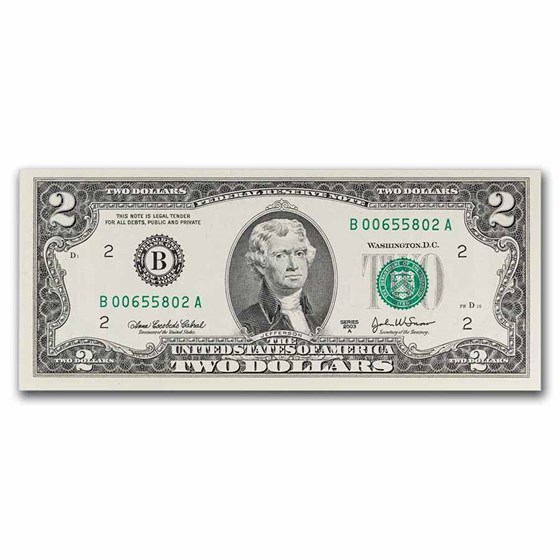 2003-A (B-New York) $2.00 FRN CU (Fr#1938-B)