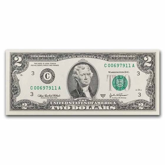 2003-A (C-Philadelphia) $2.00 FRN CU (Fr#1938-C) 2003-A (C-Philadelphia) $2.00 FRN CU (Fr#1938-C)