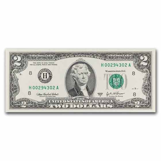2003-A (H-St. Louis) $2.00 FRN CU (Fr#1938-H) 2003-A (H-St. Louis) $2.00 FRN CU (Fr#1938-H)
