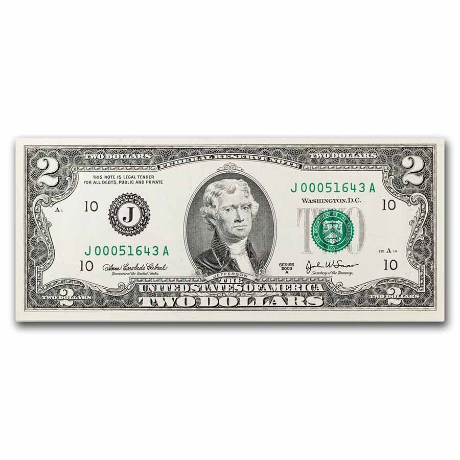 2003-A (J-Kansas City) $2.00 FRN CU (Fr#1938-J)