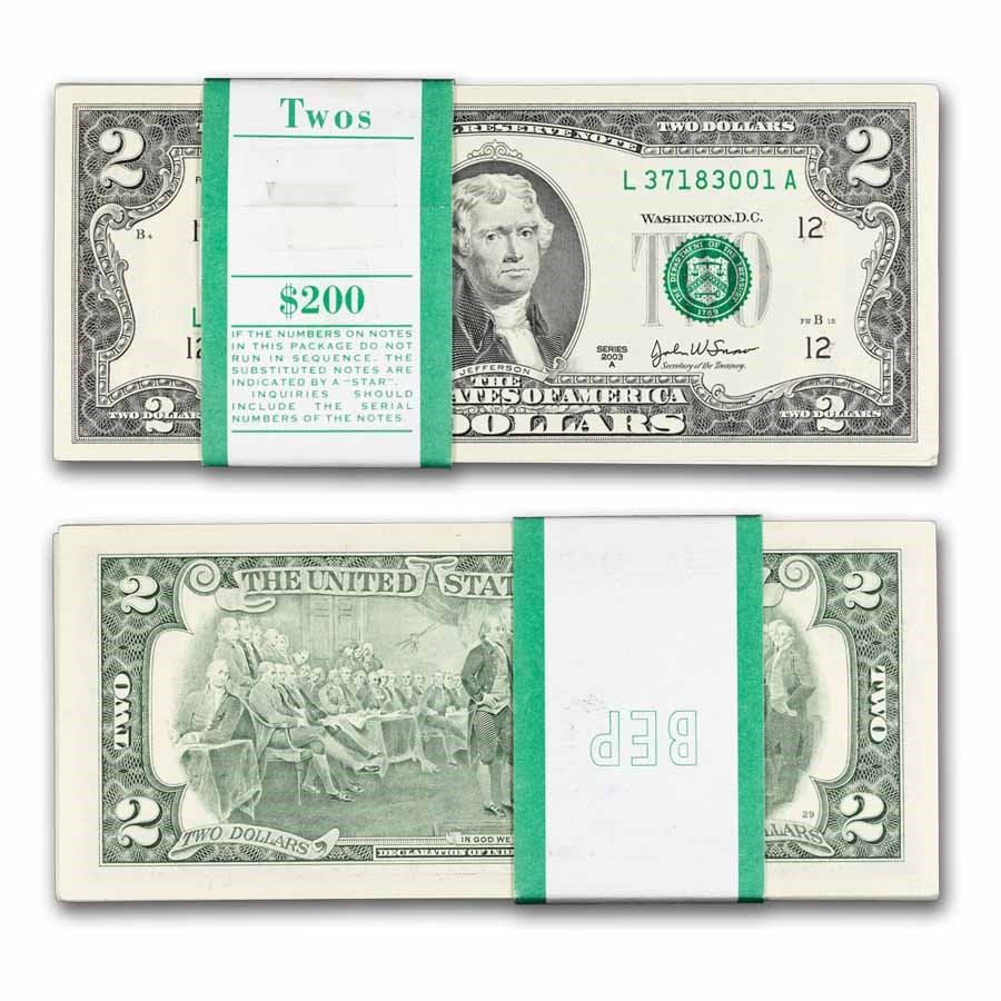 2003-A (L-San Francisco) $2.00 FRN CU (Fr#1938-L) Bank 100 Consec