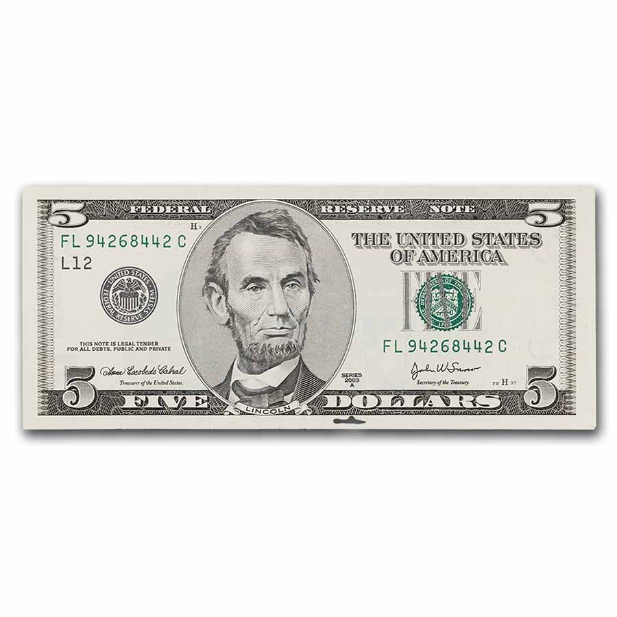 2003-A (L-San Francisco) $5.00 FRN CU (Fr#1991-L)