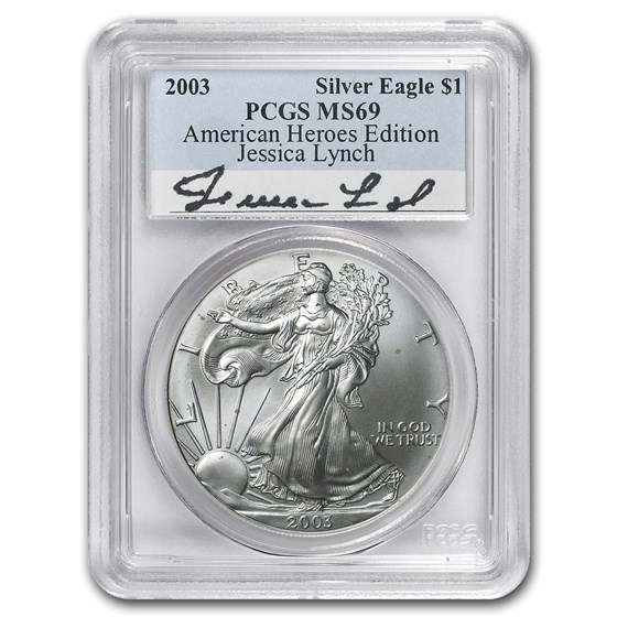 2003 American Silver Eagle MS-69 PCGS (Jessica Lynch) 2003 American Silver Eagle MS-69 PCGS (Jessica Lynch)