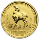2003 Australia 1/10 oz Gold Lunar Goat BU (Series I)