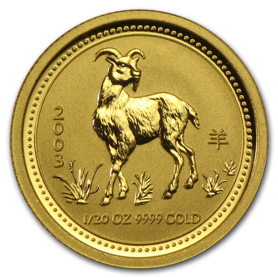 2003 Australia 1/20 oz Gold Lunar Goat BU (Series I)