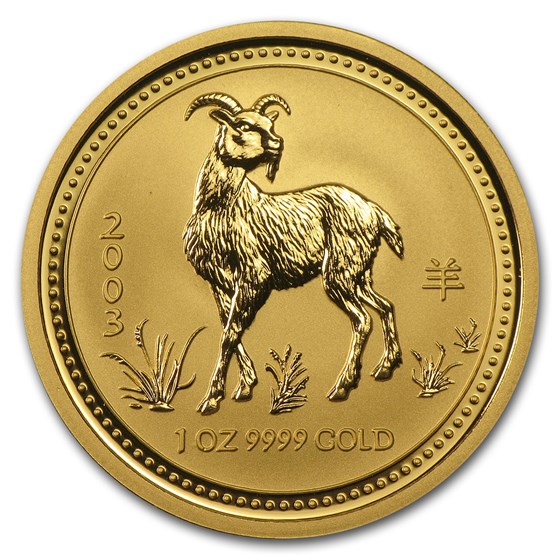 2003 Australia 1 oz Gold Lunar Goat BU (Series I) 2003 Australia 1 oz Gold Lunar Goat BU (Series I)