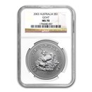 2003 Australia 1 oz Silver Year of the Goat MS-70 NGC 2003 Australia 1 oz Silver Year of the Goat MS-70 NGC