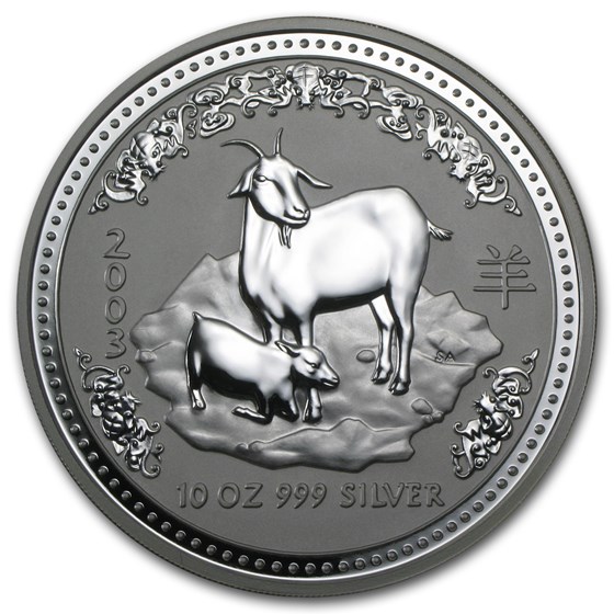 2003 Australia 10 oz Silver Year of the Goat BU 2003 Australia 10 oz Silver Year of the Goat BU