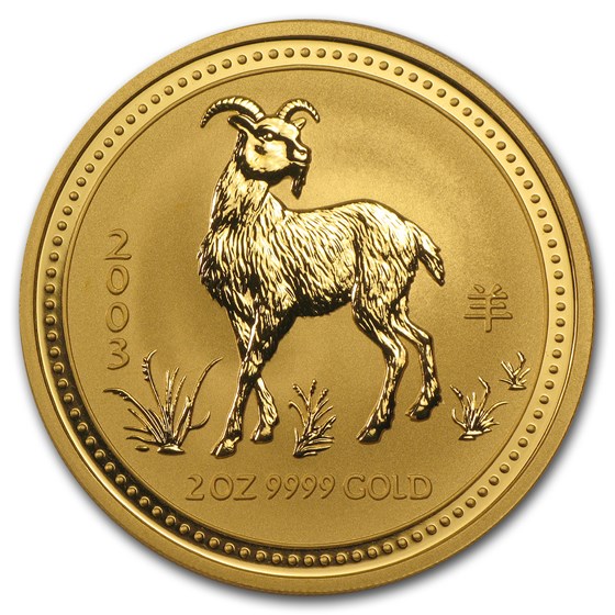 2003 Australia 2 oz Gold Lunar Goat BU (Series I) 2003 Australia 2 oz Gold Lunar Goat BU (Series I)