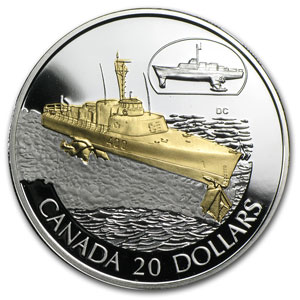 HMCS Bras d'Or Silver Coin Royal Canadian Mint 2003 $20 Transportation Series 