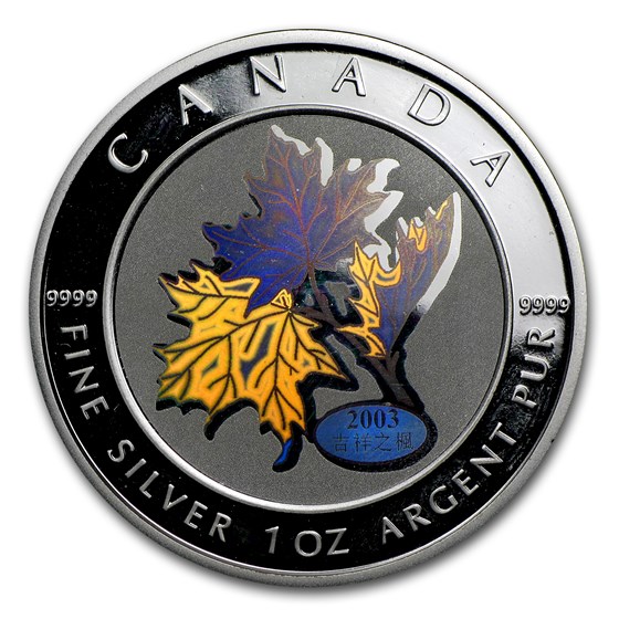 2003 Canada 1 oz Silver $5 Maple Good Fortune (Hologram, No Box)