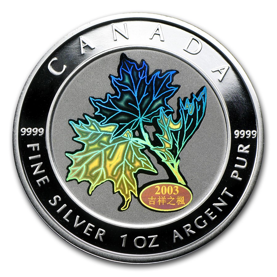 2003 Canada 1 oz Silver Maple Leaf (Good Fortune Hologram)