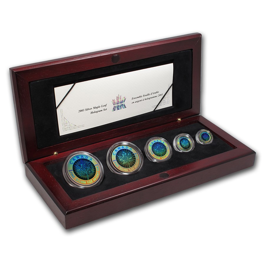 2003 Canada 5-Coin Silver Maple Leaf Set (Hologram)