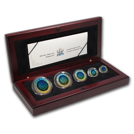2003 Canada 5-Coin Silver Maple Leaf Set (Hologram) 2003 Canada 5-Coin Silver Maple Leaf Set (Hologram)
