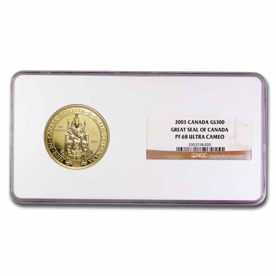 2003 Canada Gold $300 Great Seal of Canada PF-68 NGC Ultra Cameo 2003 Canada Gold $300 Great Seal of Canada PF-68 NGC Ultra Cameo