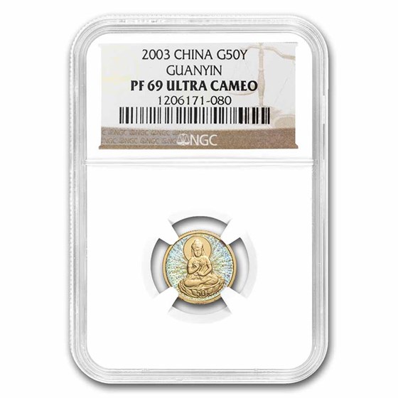 2003 China 1/10 oz Gold 50 Yuan Guanyin PF-69 NGC 2003 China 1/10 oz Gold 50 Yuan Guanyin PF-69 NGC