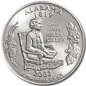 US 2003 Alabama State Quarter BU Unc Coin Key Chain Ring Bottle Opener NEW 