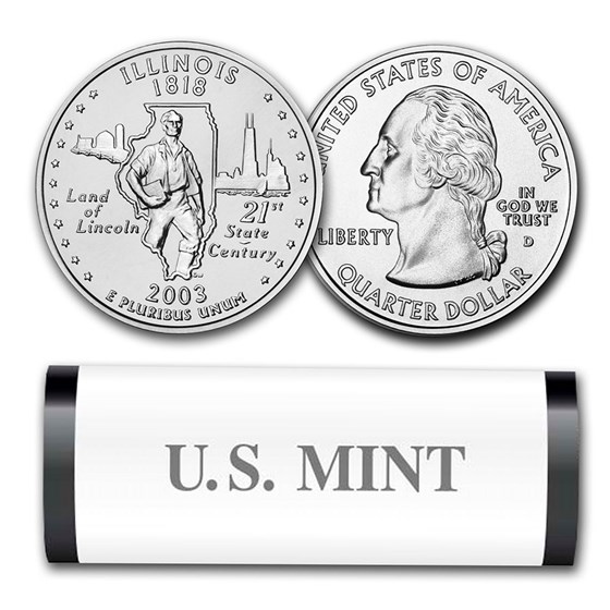2003-D Illinois Statehood Quarter 40-Coin Roll (Mint Wrapped) 2003-D Illinois Statehood Quarter 40-Coin Roll (Mint Wrapped)