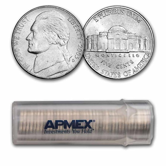 2003-D Jefferson Nickel 40-Coin Roll BU 2003-D Jefferson Nickel 40-Coin Roll BU