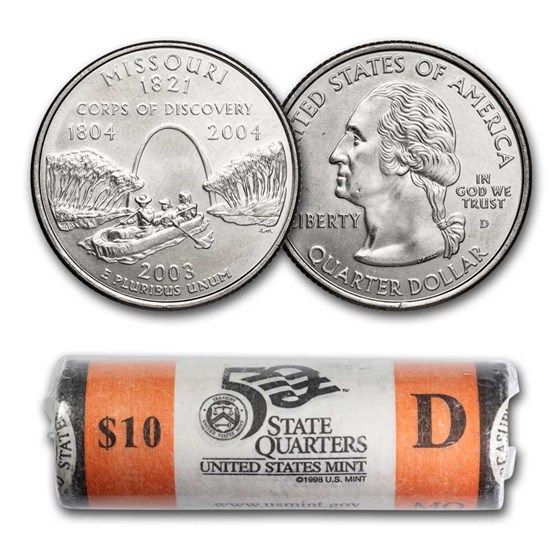 2003-D Missouri Statehood Quarter 40-Coin Roll (Mint Wrapped) 2003-D Missouri Statehood Quarter 40-Coin Roll (Mint Wrapped)