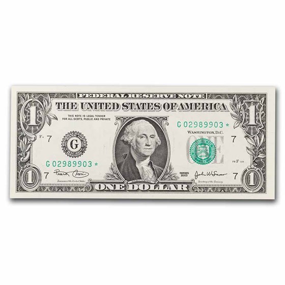 2003* (G-Chicago) $1.00 FRN CU (Fr#1929-G*) Star Note! 2003* (G-Chicago) $1.00 FRN CU (Fr#1929-G*) Star Note!