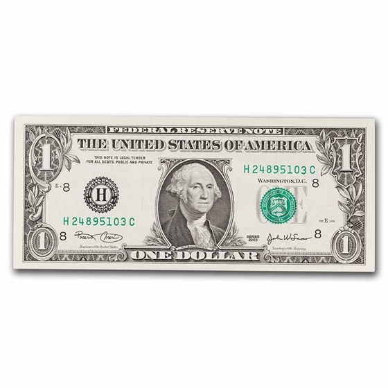 2003 (H-St. Louis) $1.00 FRN CU (Fr#1929-H) 2003 (H-St. Louis) $1.00 FRN CU (Fr#1929-H)