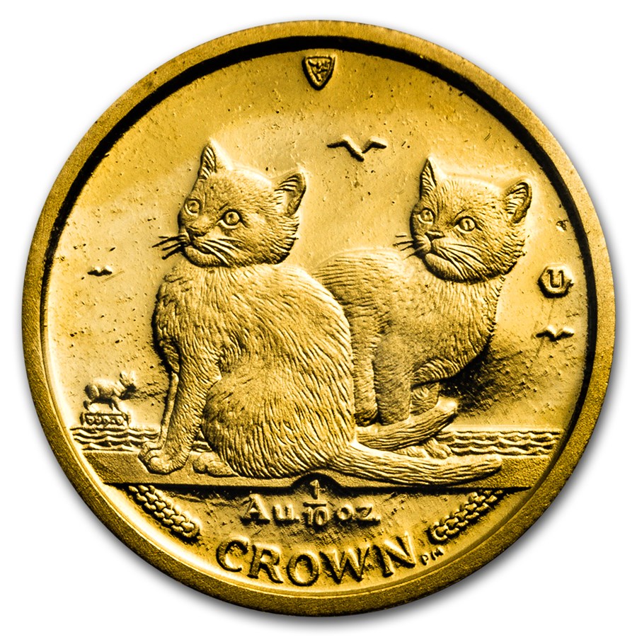 2003 Isle of Man 1/10 oz Gold Balinese Kittens Cat BU