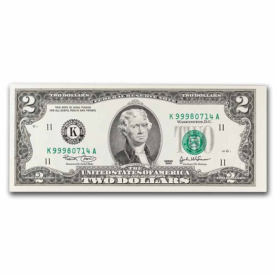 2003 (K-Dallas) $2.00 FRN CU (Fr#1937-K) 2003 (K-Dallas) $2.00 FRN CU (Fr#1937-K)