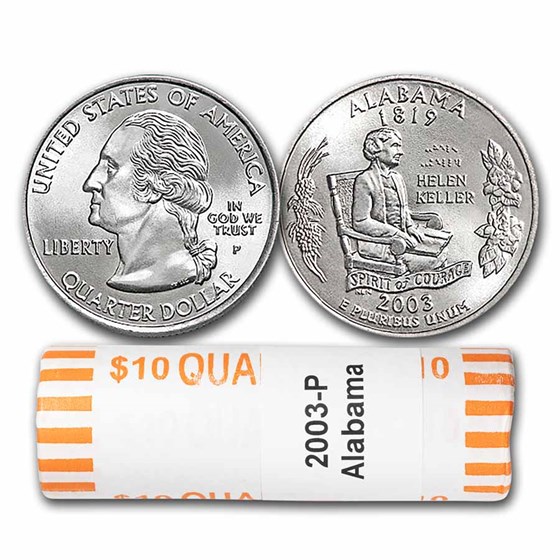 2003-P Alabama Statehood Quarter 40-Coin Roll BU 2003-P Alabama Statehood Quarter 40-Coin Roll BU