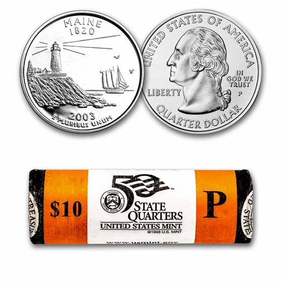2003-P Maine Statehood Quarter 40-Coin Roll (Mint Wrapped) 2003-P Maine Statehood Quarter 40-Coin Roll (Mint Wrapped)