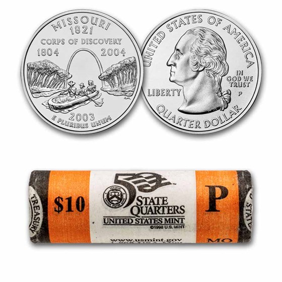 2003-P Missouri Statehood Quarter 40-Coin Roll BU (Mint Wrapped) 2003-P Missouri Statehood Quarter 40-Coin Roll BU (Mint Wrapped)