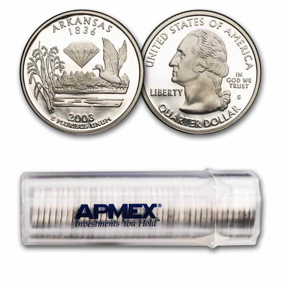 2003-S Arkansas State Quarter Gem Proof 40-Coin Roll (Silver)
