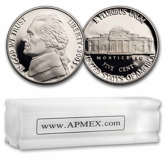 2003-S Jefferson Nickel 40-Coin Roll Proof 2003-S Jefferson Nickel 40-Coin Roll Proof