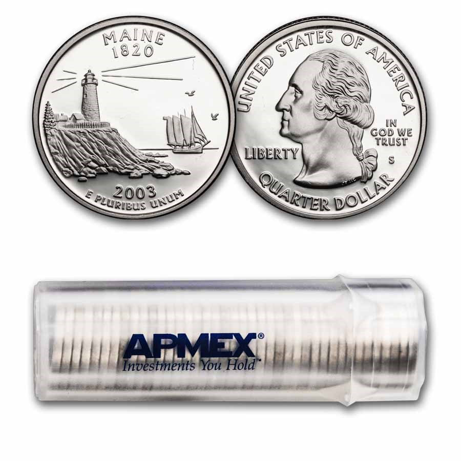 2003-S Maine State Quarter Gem Proof 40-Coin Roll (Silver)