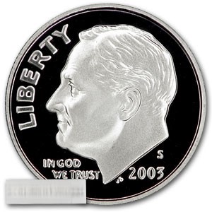 2003-S Roosevelt Dime 50-Coin Roll Proof (Silver)