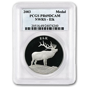 2003 Silver Wildlife Refuge Elk Medal PR-69 DCAM PCGS