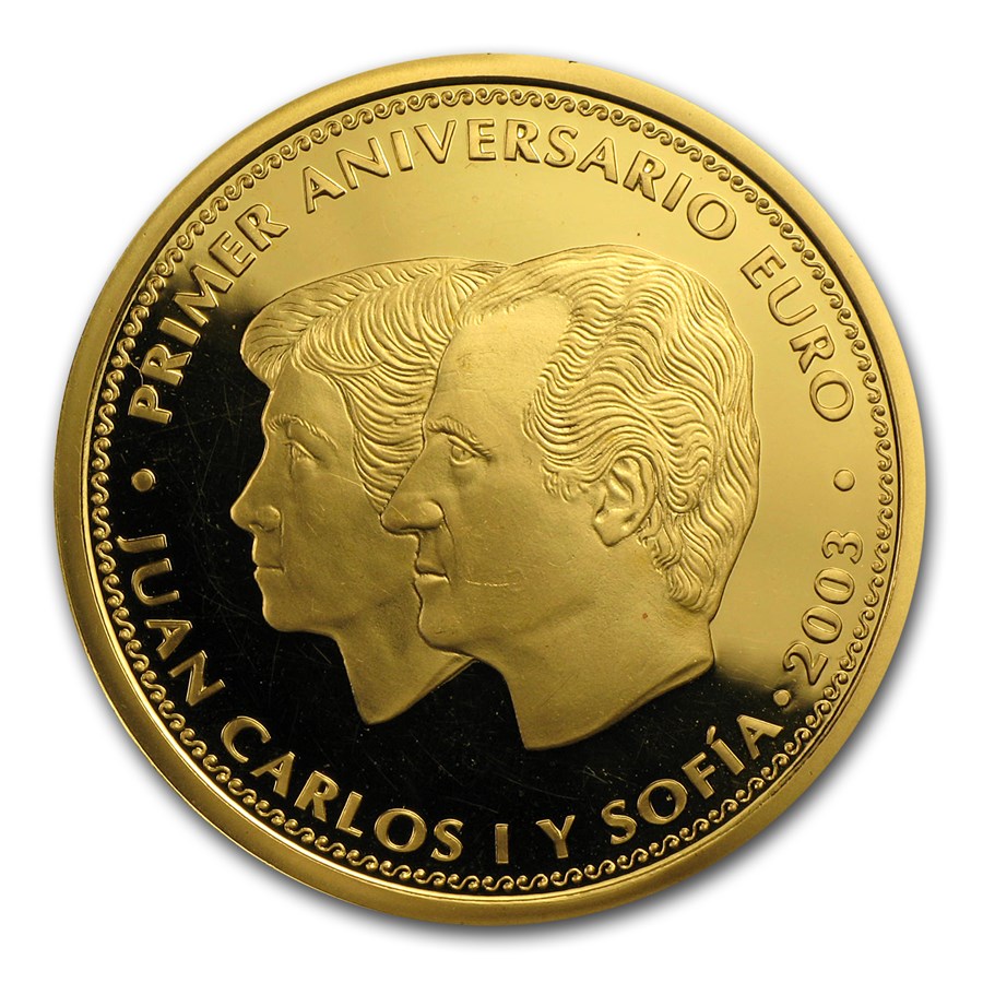 2003 Spain Proof Gold €200 Euros Juan Carlos