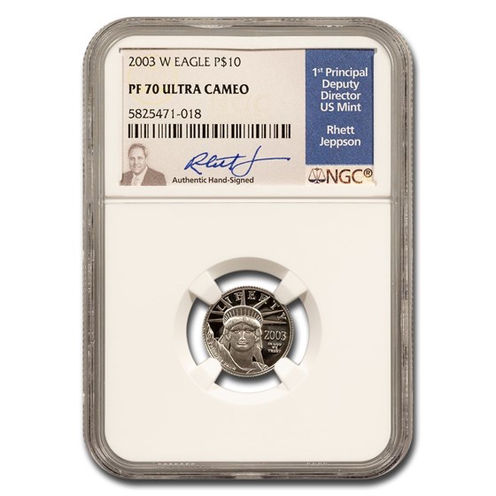 2003-W 1/10 oz American Platinum Eagle PF-70 UCAM NGC (Jeppson) 2003-W 1/10 oz American Platinum Eagle PF-70 UCAM NGC (Jeppson)