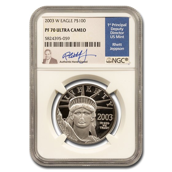 2003-W 1 oz American Platinum Eagle PF-70 UCAM NGC (Jeppson) 2003-W 1 oz American Platinum Eagle PF-70 UCAM NGC (Jeppson)