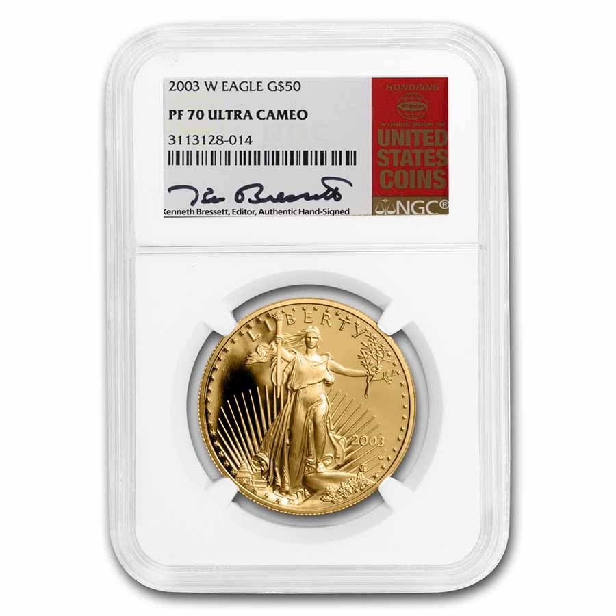 2003-W 1 oz Proof Gold Eagle PF-70 NGC (Bressett, Red Book Label)