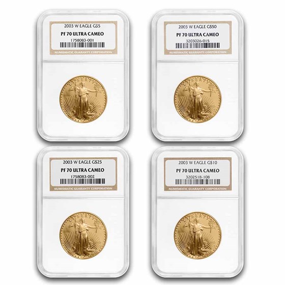 2003-W 4-Coin Proof American Gold Eagle Set PF-70 NGC 2003-W 4-Coin Proof American Gold Eagle Set PF-70 NGC
