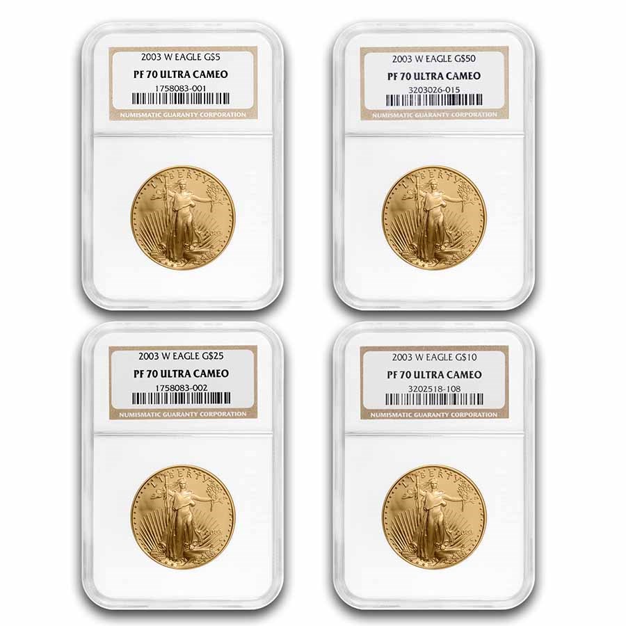 2003-W 4-Coin Proof American Gold Eagle Set PF-70 NGC