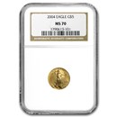 2004 1/10 oz American Gold Eagle MS-70 NGC