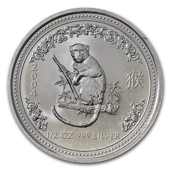 2004 1/2 oz Silver Lunar Year of the Monkey SI (Light Abrasions) 2004 1/2 oz Silver Lunar Year of the Monkey SI (Light Abrasions)