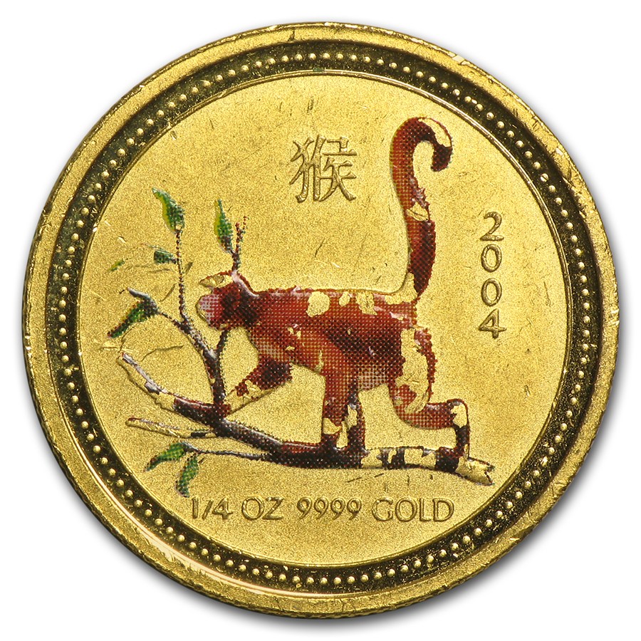 Buy 2004 1/4 oz Gold Lunar Year of the Monkey (Colorized, Abrasions ...