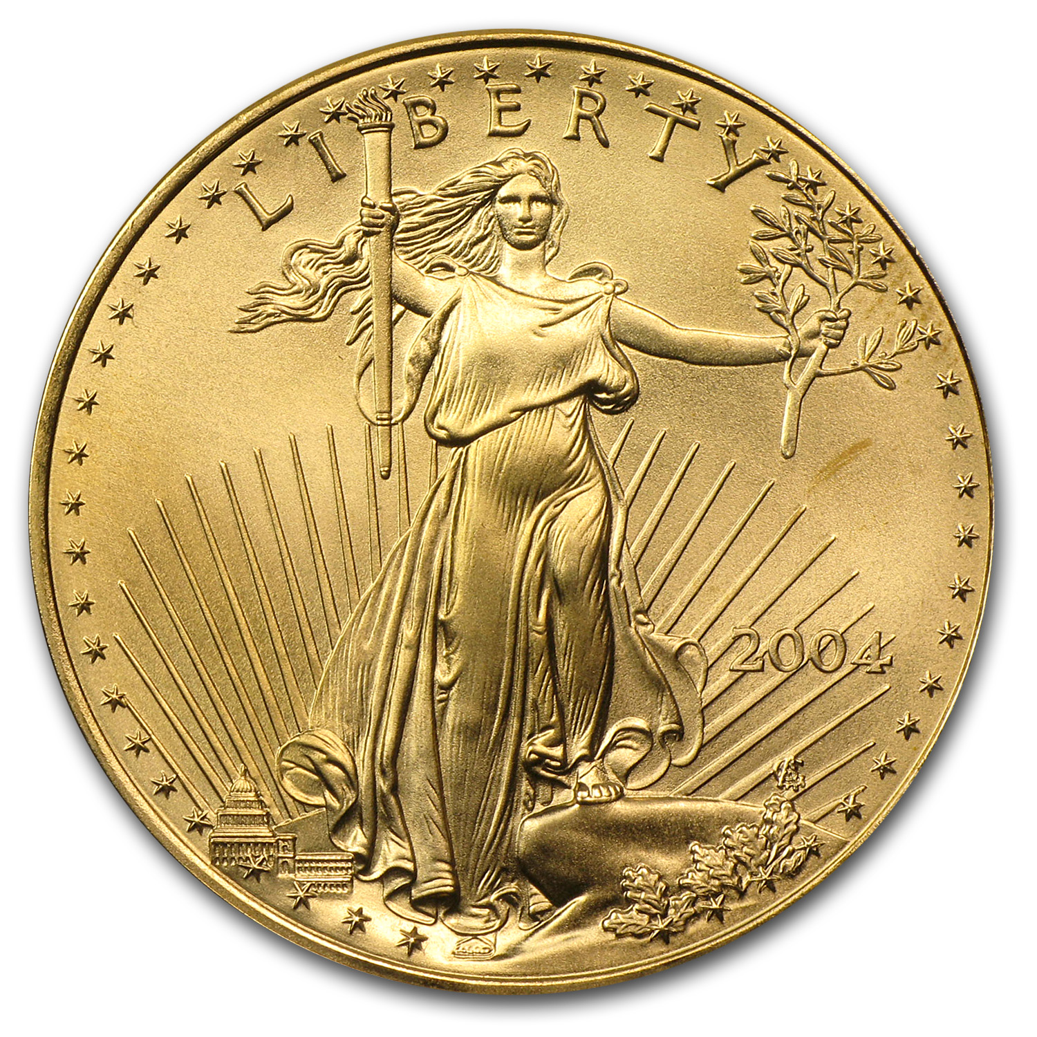 BU coin in U.S 2004 American Gold Eagle 1/10 oz $5 Mint Gift Box 