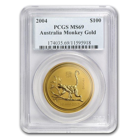 2004 1 oz Gold Lunar Year of the Monkey MS-69 PCGS (Series I) 2004 1 oz Gold Lunar Year of the Monkey MS-69 PCGS (Series I)